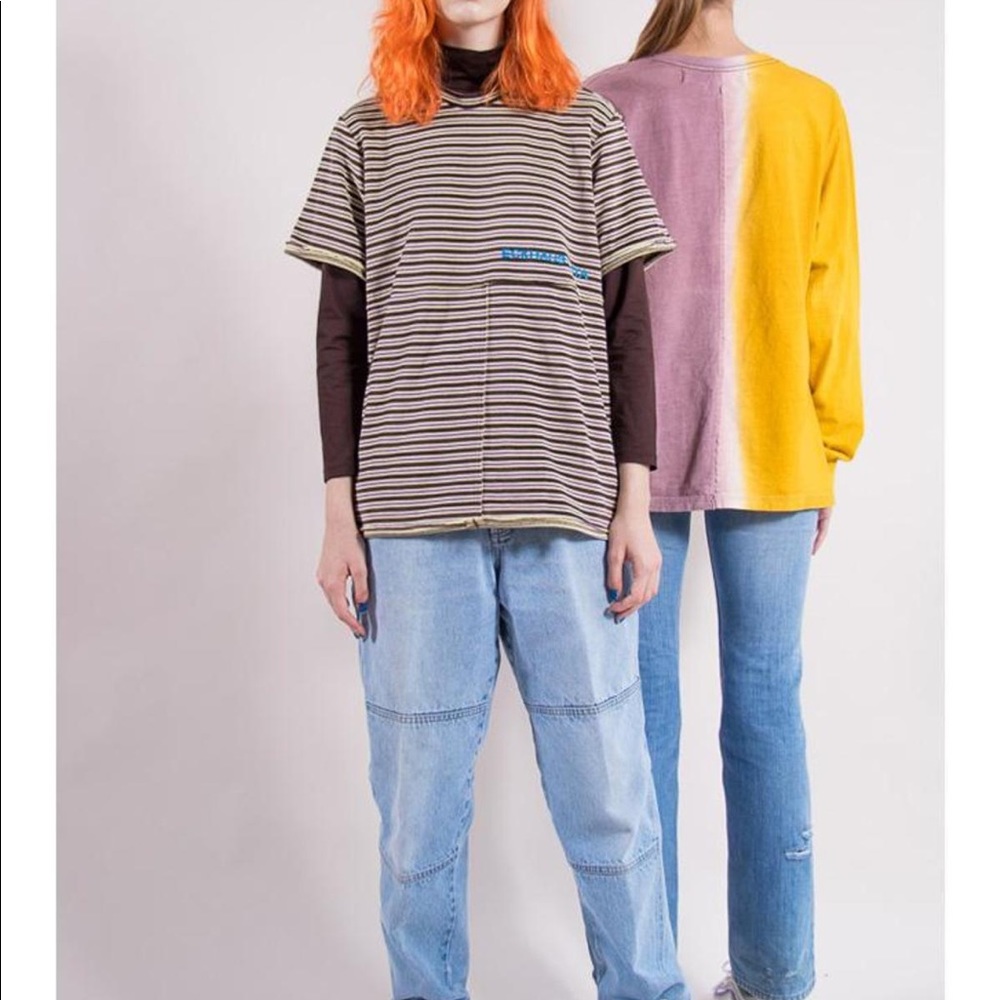 Eckhaus Latta striped velvet lapped tee - M